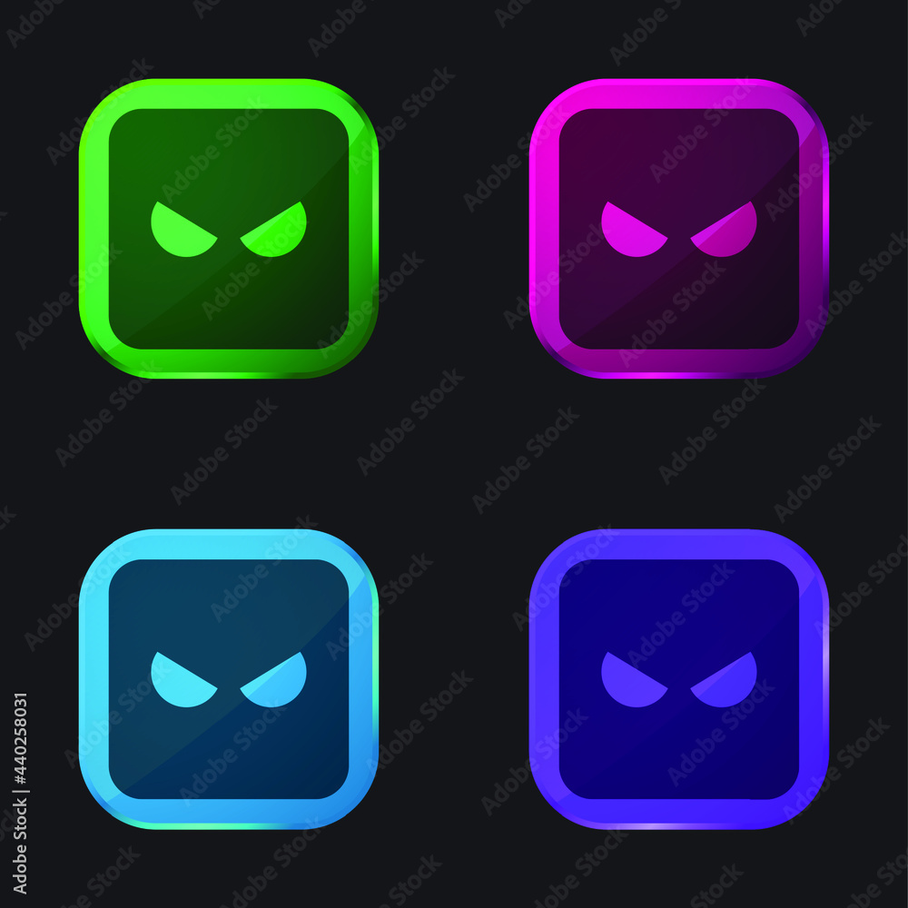 Angry four color glass button icon Angry four color glass button icon