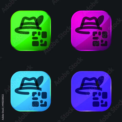Barcode four color glass button icon
