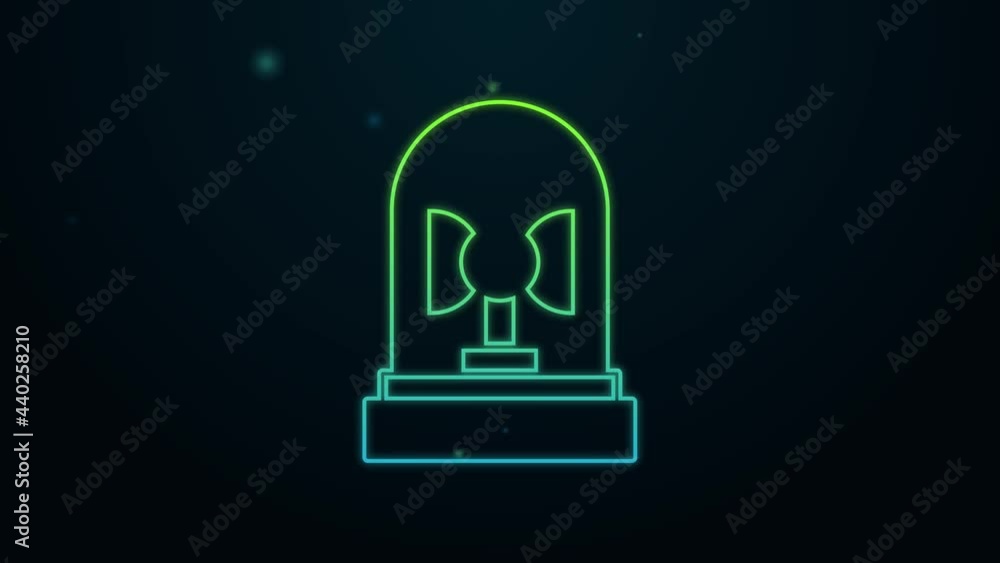 Glowing neon line Flasher siren icon isolated on black background. Emergency flashing siren. 4K Video motion graphic animation Glowing neon line Flasher siren icon isolated on black background. Emergency flashing siren. 4K Video motion graphic animation