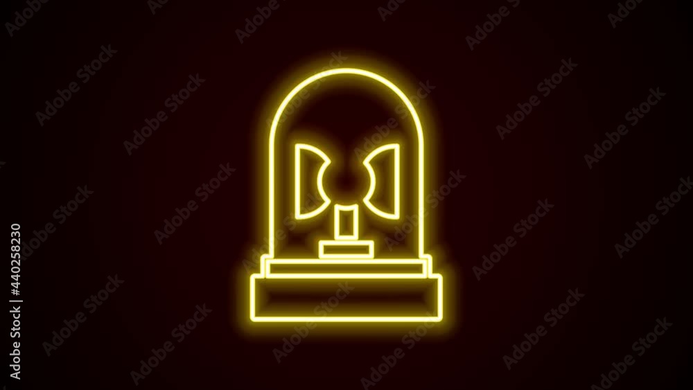 Glowing neon line Flasher siren icon isolated on black background. Emergency flashing siren. 4K Video motion graphic animation Glowing neon line Flasher siren icon isolated on black background. Emergency flashing siren. 4K Video motion graphic animation