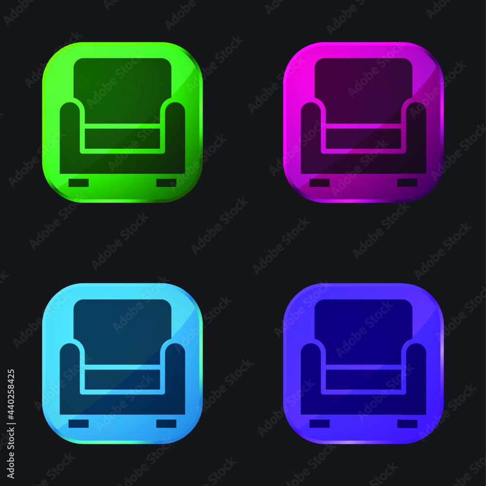 Armchair four color glass button icon Armchair four color glass button icon