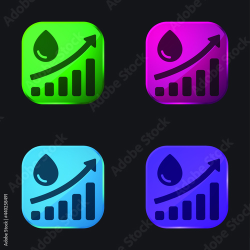 Analytics four color glass button icon