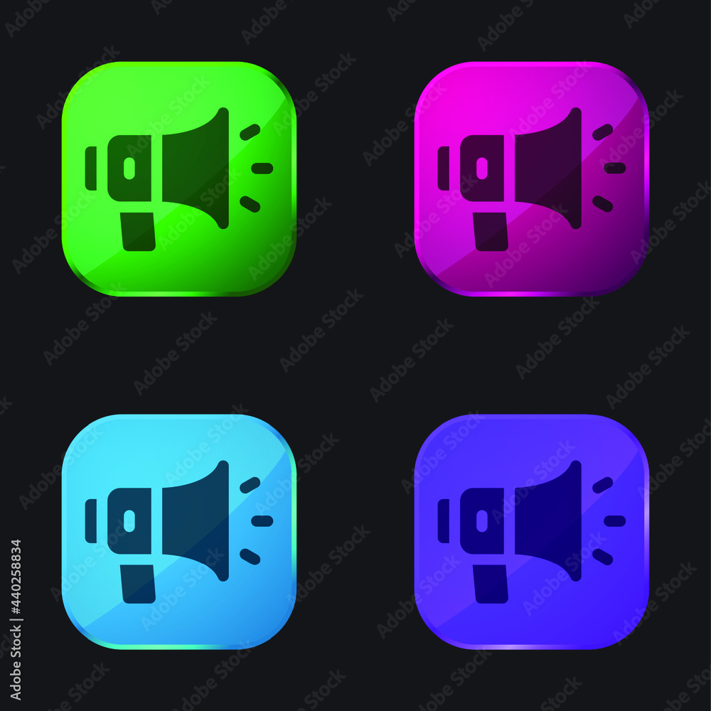 Announcement four color glass button icon Announcement four color glass button icon