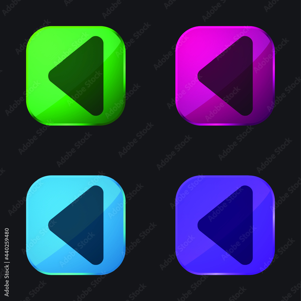 Black Triangular Arrowhead Pointing To Left Direction four color glass button icon Black Triangular Arrowhead Pointing To Left Direction four color glass button icon