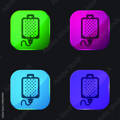 Blood Transfusion four color glass button icon