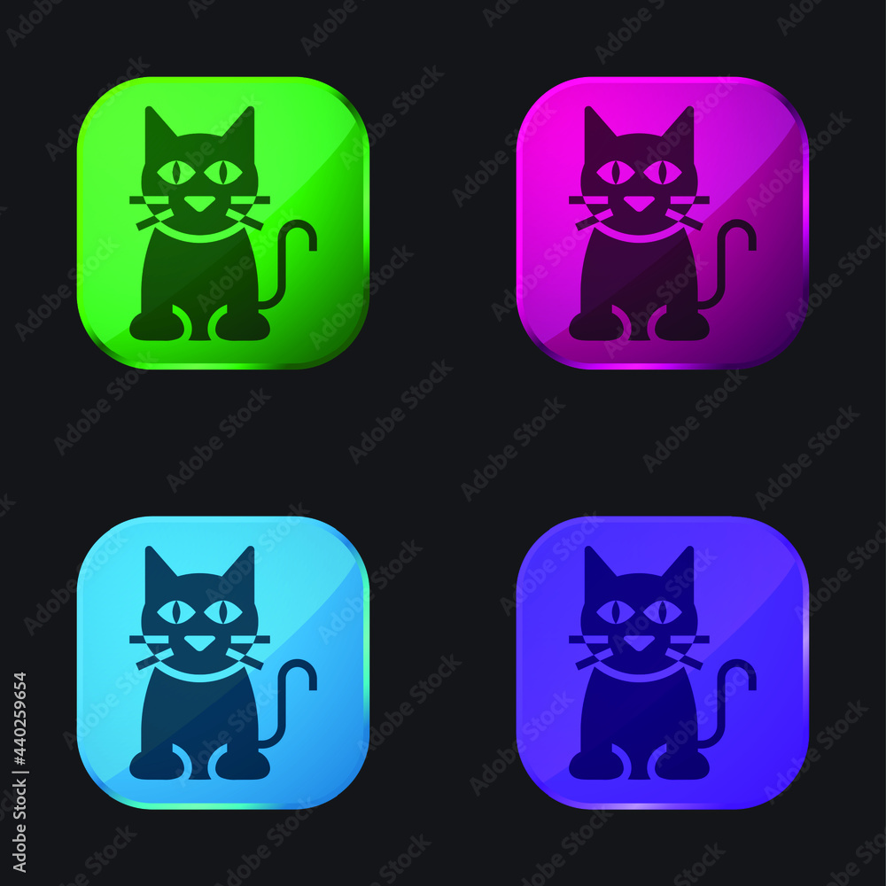Black Cat four color glass button icon Black Cat four color glass button icon