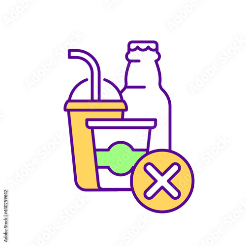 Reduce fizzy water RGB color icon. Isolated vector illustration. Avoid consumption of harmful drinks. Diabetes diet products. Stay hydrated. Drinking liquid simple filled line drawing