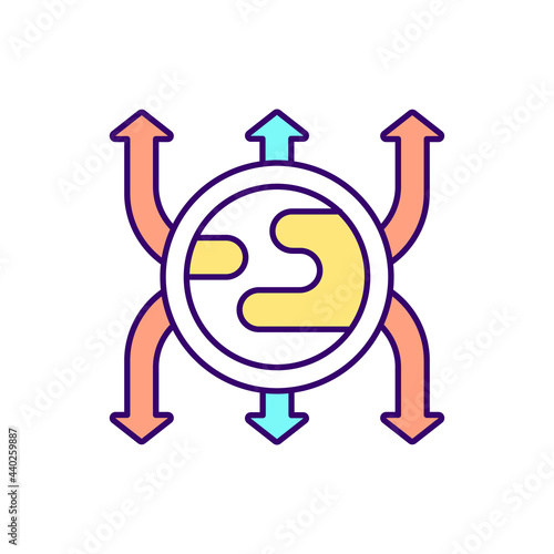 Diabetes cells RGB color icon. Isolated vector illustration. Medical assistance in disease fighting. Medicaments for curing people health simple filled line drawing