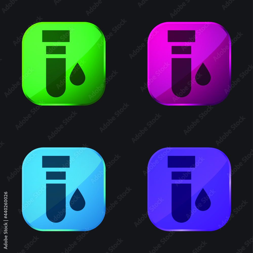 Blood Test four color glass button icon Blood Test four color glass button icon