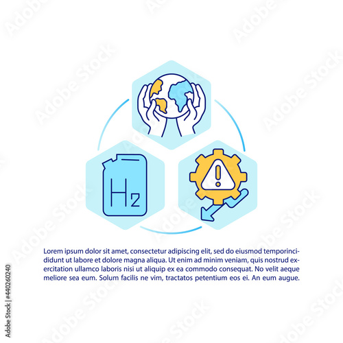 Hydrogen innovations concept line icons with text. PPT page vector template with copy space. Brochure, magazine, newsletter design element. Revolutionary energy linear illustrations on white