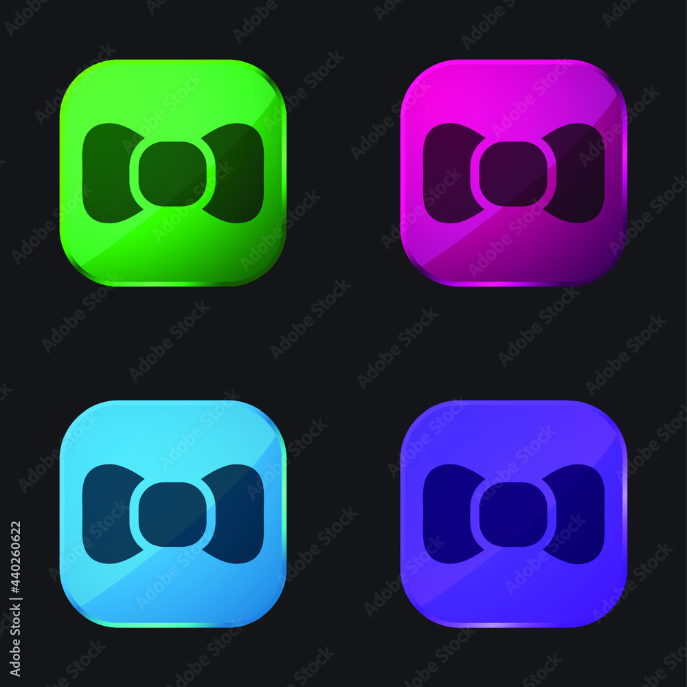 Bow four color glass button icon Bow four color glass button icon