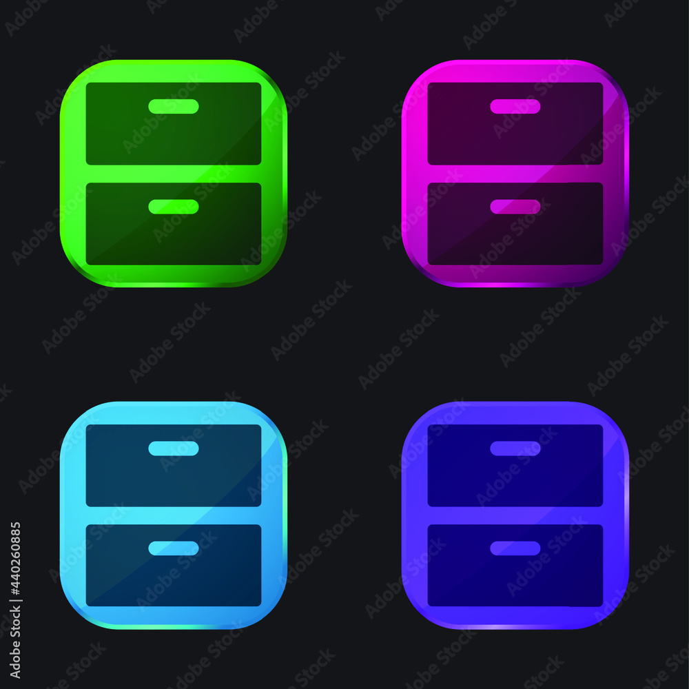 2 Drawers four color glass button icon 2 Drawers four color glass button icon