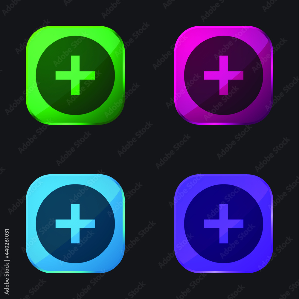 Fototapeta premium Add four color glass button icon