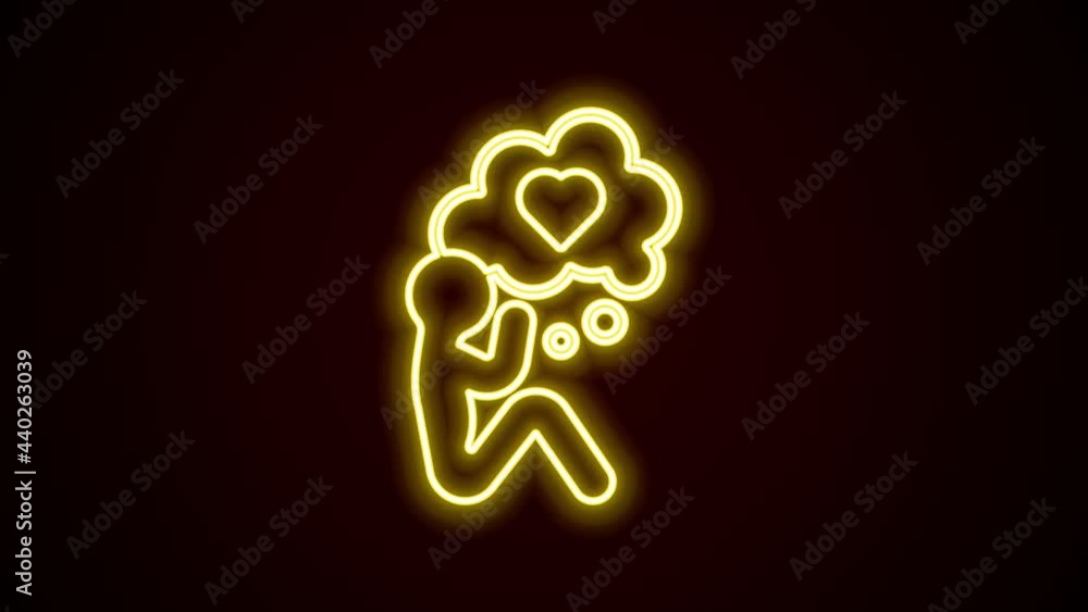 Glowing neon line Human head with heart icon isolated on black background. Love concept with human head. 4K Video motion graphic animation Glowing neon line Human head with heart icon isolated on black background. Love concept with human head. 4K Video motion graphic animation