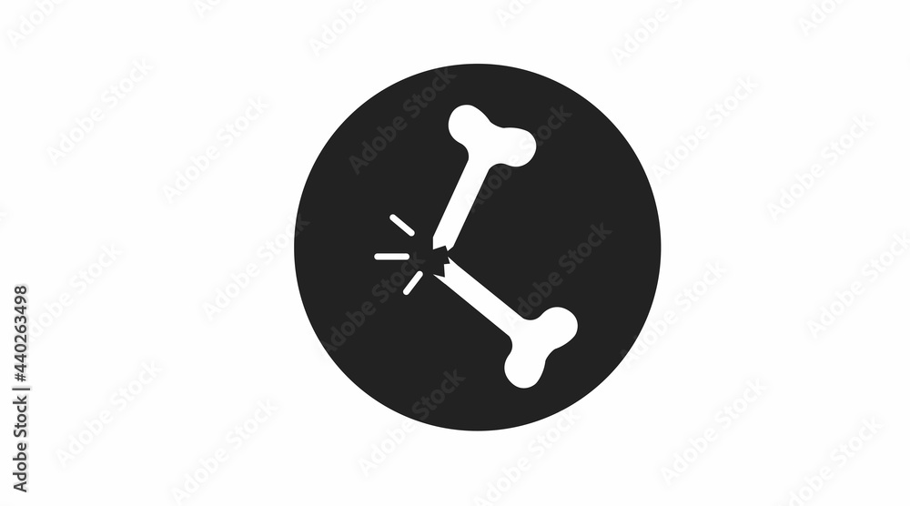 Broken Bone Icon. Vector flat isolated illustration of a broken bone Broken Bone Icon. Vector flat isolated illustration of a broken bone