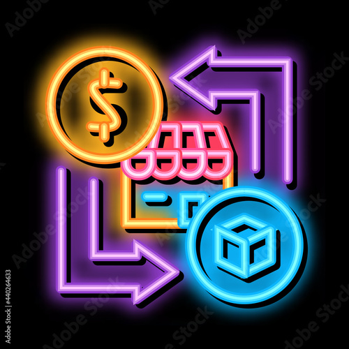 franchise business money neon light sign vector. Glowing bright icon franchise business money sign. transparent symbol illustration