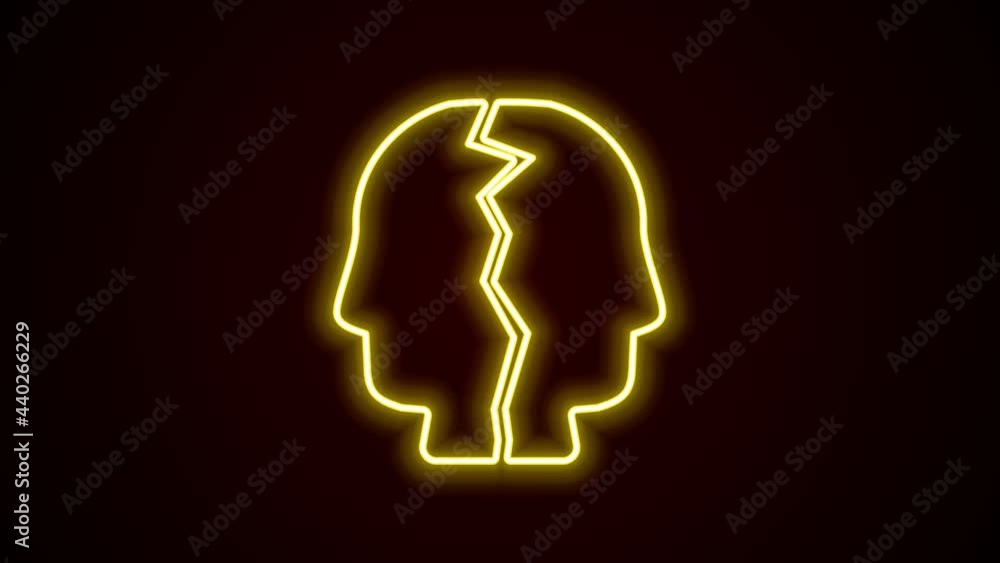 Glowing neon line Bipolar disorder icon isolated on black background. 4K Video motion graphic animation Glowing neon line Bipolar disorder icon isolated on black background. 4K Video motion graphic animation