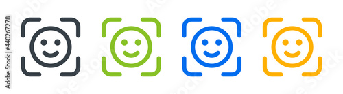 Face scanner icon vector illustration. Camera of mobile for face identification concept.