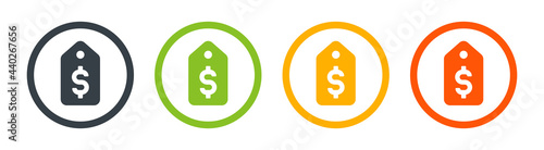 Price tag with dollar sign icon isolated on white background.