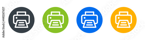 Printer vector icons set in colorful graphic.