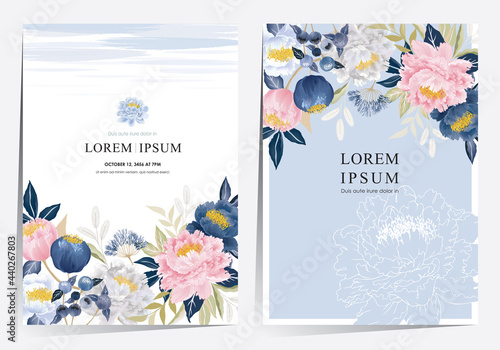 Vector illustration of floral frame set in spring. Design for cards, party invitation, Print, Frame Clip Art and Business Advertisement and Promotion 				
