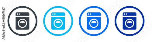 Washing machine icons set. Vector illustration on button design.