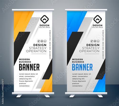 roll up banner stand design set