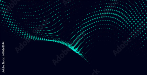 digital particle waves abstract green background