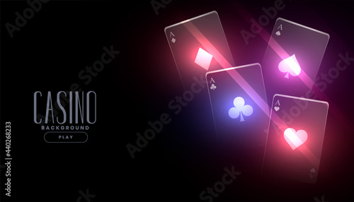 glowing casino playing cards background