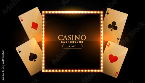 casino background with cards and golden frame