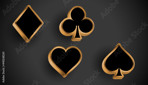 3d realistic casino card suit symbols design