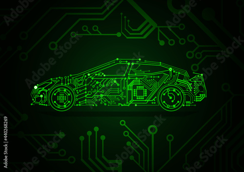 e-car on a black background Tesla  Model S