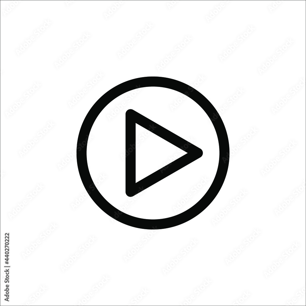 Play button icon in trendy flat style isolated on white background. Play symbol for your web site design, logo, app, UI. Vector illustration Play button icon in trendy flat style isolated on white background. Play symbol for your web site design, logo, app, UI. Vector illustration