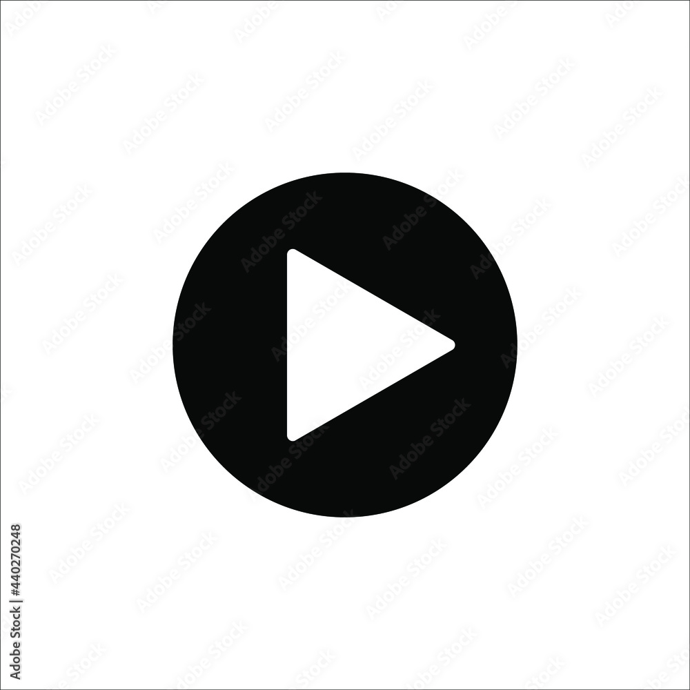 Play button icon in trendy flat style isolated on white background. Play symbol for your web site design, logo, app, UI. Vector illustration Play button icon in trendy flat style isolated on white background. Play symbol for your web site design, logo, app, UI. Vector illustration