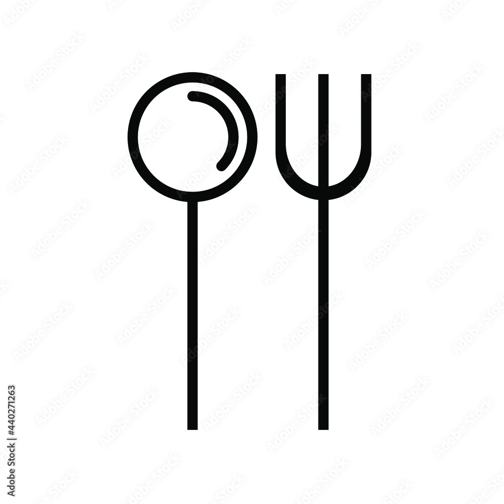 Spoon and fork icon. Vector for web, computer, and mobile app. Black icon. Vector illustration. Spoon and fork icon. Vector for web, computer, and mobile app. Black icon. Vector illustration.