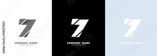Abstract art number 7 logo. Broken design. Vector EPS 10. Isolated on white background
