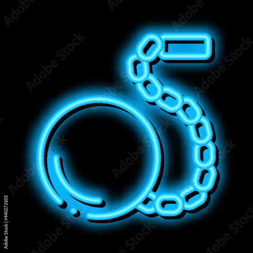 prisoner ball and chain neon light sign vector. Glowing bright icon prisoner ball and chain sign. transparent symbol illustration