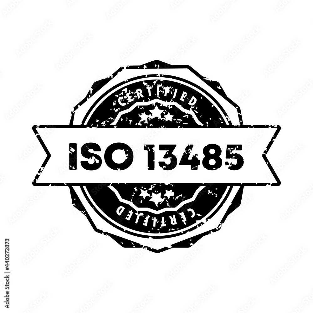 ISO 13485 stamp. Vector. ISO 13485 badge icon. Certified badge logo ...