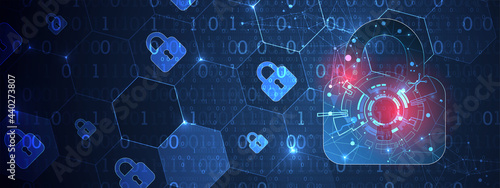 Data security Illustrates cyber data or information privacy idea. Color abstract  internet technology.