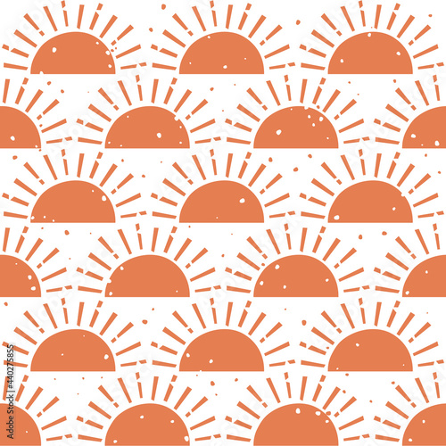 Seamless vector pattern with rising sun 