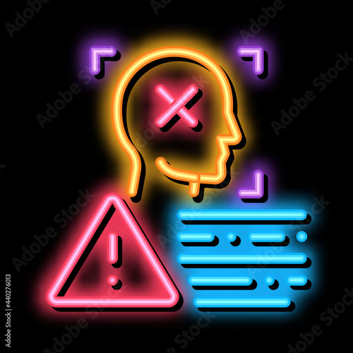 deepfake human profile neon light sign vector. Glowing bright icon deepfake human profile sign. transparent symbol illustration