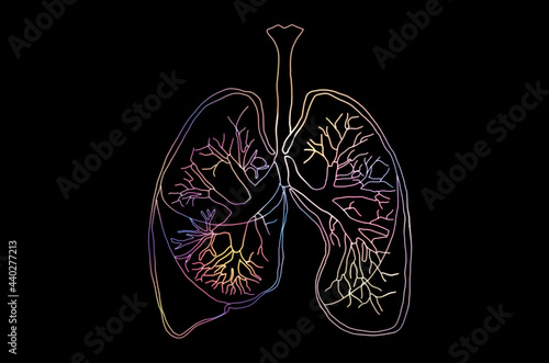 Human lung. lung damage from the corona virus Covid 19. The technology concept.