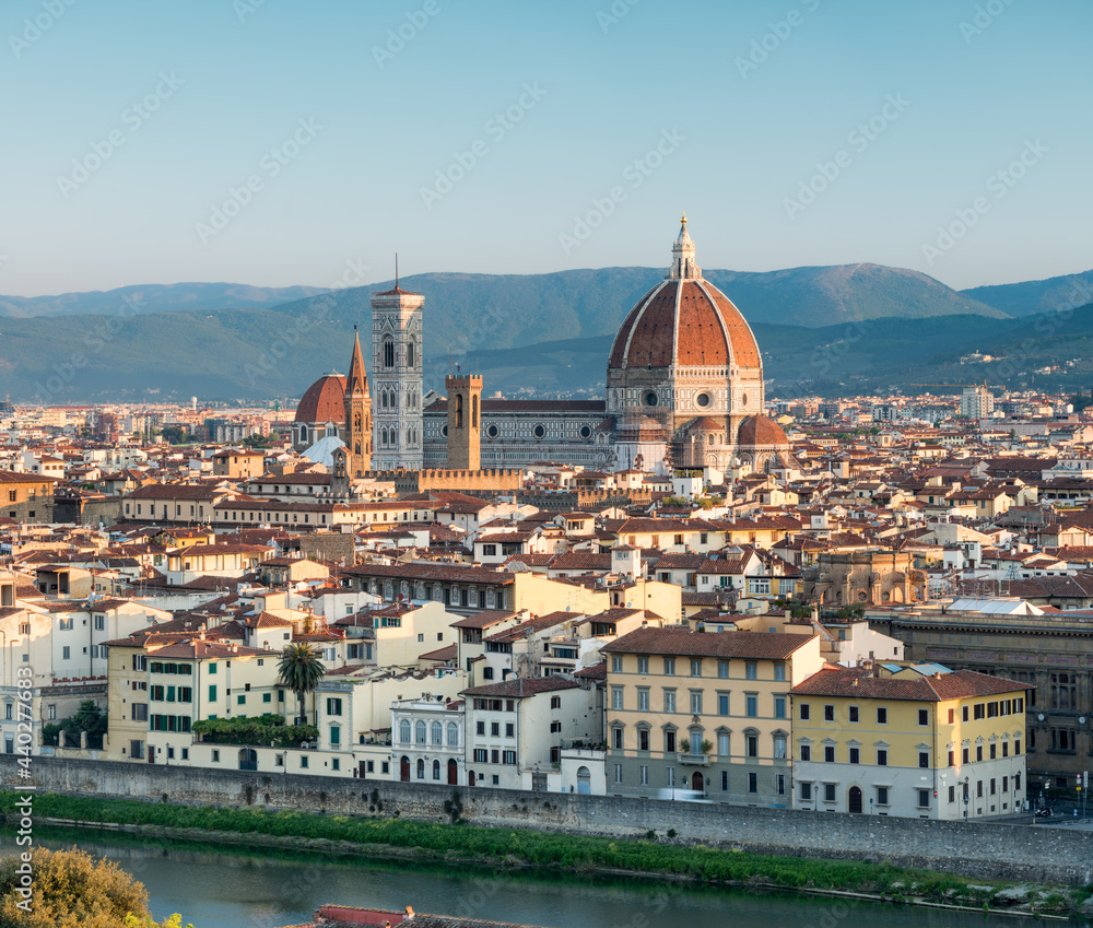 Florence skyline in summer with view of Florence Cathedral