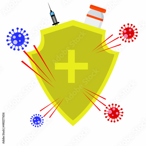 vector graphic illustration of vacl protect against the corona virus outbreakcines and injections that wil