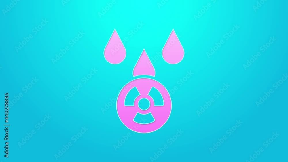 Pink line Acid rain and radioactive cloud icon isolated on blue background. Effects of toxic air pollution on the environment. 4K Video motion graphic animation Pink line Acid rain and radioactive cloud icon isolated on blue background. Effects of toxic air pollution on the environment. 4K Video motion graphic animation
