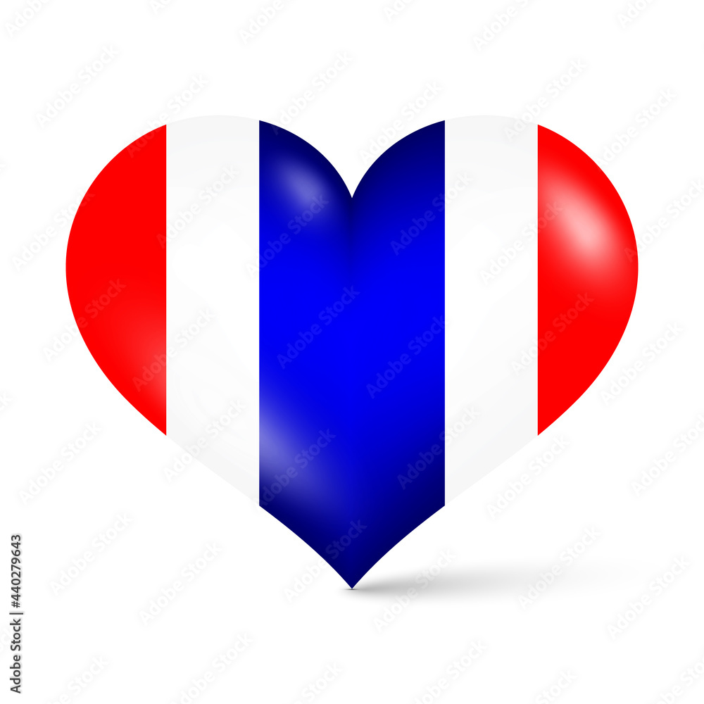 3d glossy red white blue national Thailand flag color heart shape vector illustration 3d glossy red white blue national Thailand flag color heart shape vector illustration