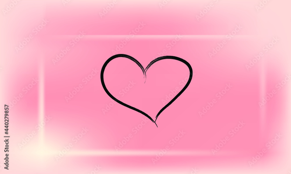 Vector Heart shape frame with brush painting isolated on pink background. Vector illustration.Eps 10. Happy Valentine's day
