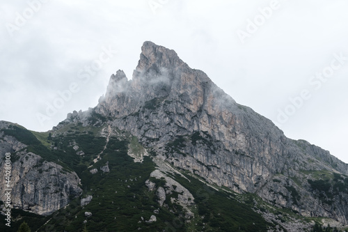 Corvara - August 2020: view of dolomiti from passo Falzarego near Cortina d'Ampezzo