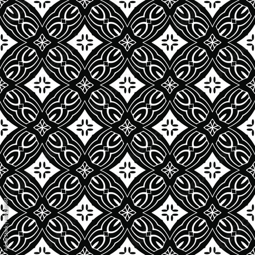 floral pattern background.Geometric ornament for wallpapers and backgrounds. Black and white pattern. 