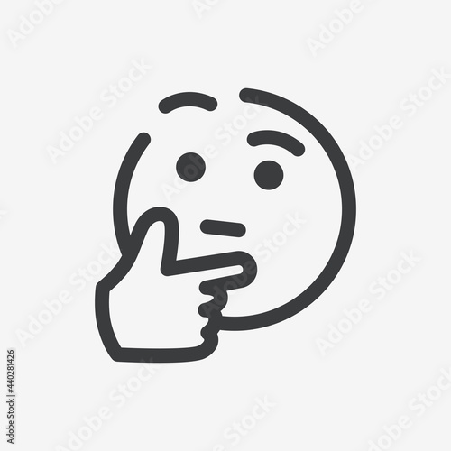 Thinking Face Emoji Flat Vector Icon photo